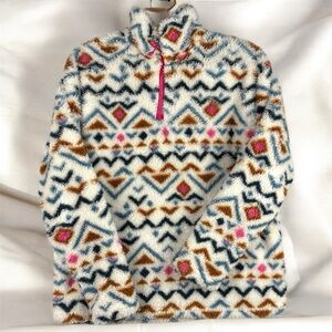 Eddie Bauer Southwestern Aztec 1/2 Zip Soft Sherpa Fleece Pullover Jacket Medium